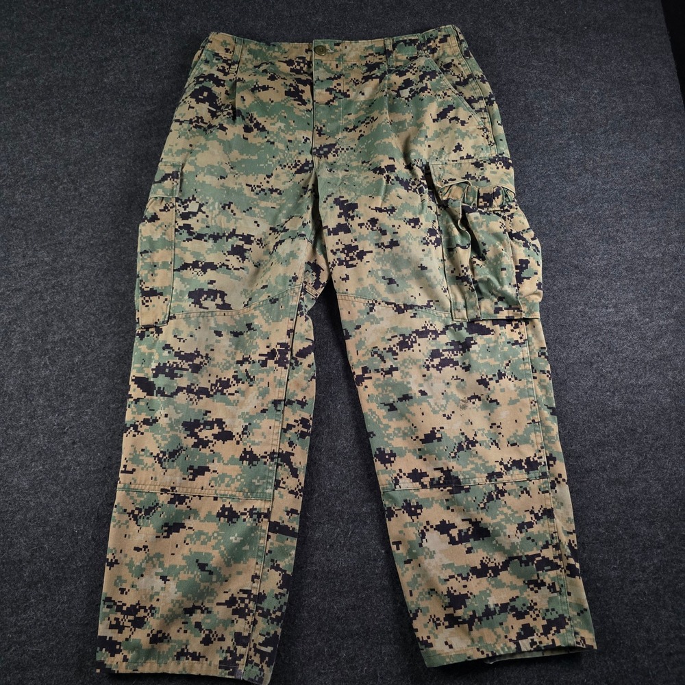 USMC MARPAT Digital Woodland Camo Cargo Combat Pants Patch Military Men's 34x28